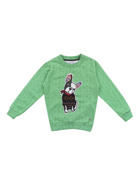 

Lil Tomatoes Boys Green Printed Embellished Sweatshirt