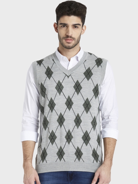 

ColorPlus Men Grey Printed Sweater