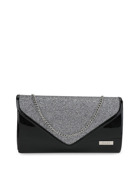 

Kazo Black & Silver-Toned Solid Clutch