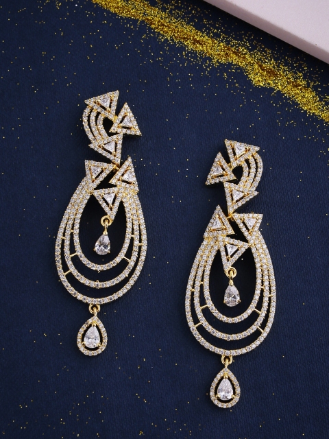 

Voylla Gold-Plated & White Drop Earrings