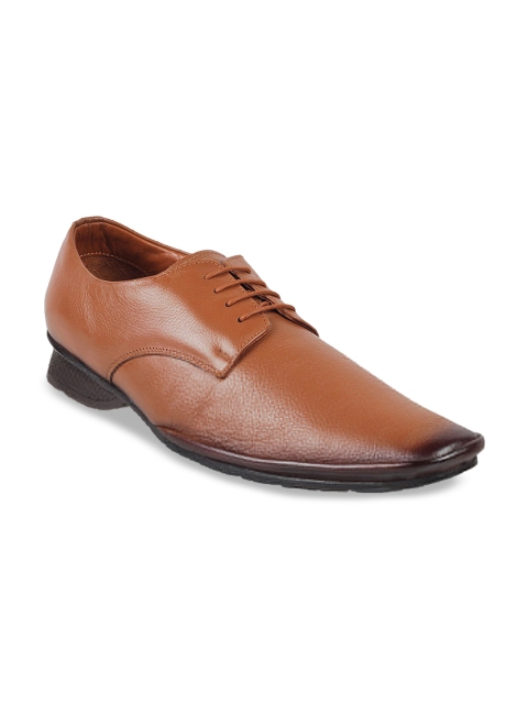 

Metro Men Tan Brown Textured Leather Formal Derbys