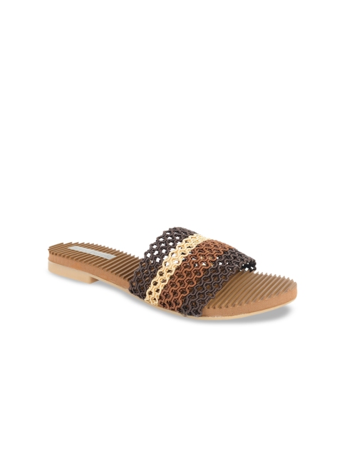 

Berry Purple Women Brown Colourblocked Open Toe Flats