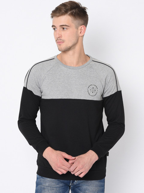 

Rigo Men Black & Grey Colourblocked Pullover Sweatshirt
