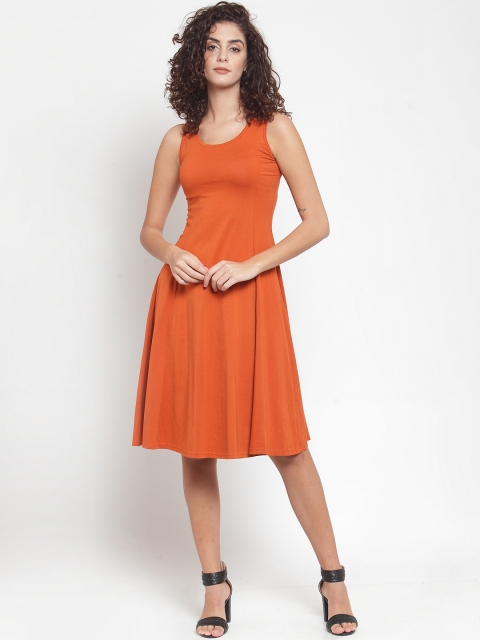 

J Style Women Solid Orange Sheath Dress