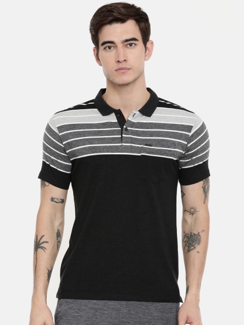

Proline Men Black & Grey Striped Polo Collar T-shirt