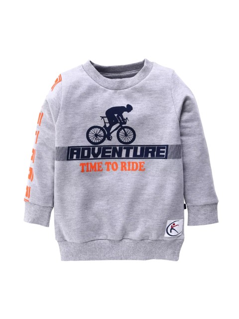 

KiddoPanti Boys Grey Melange Printed Sweatshirt