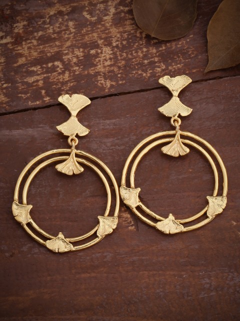 

Voylla Gold-Plated Circular Drop Earrings