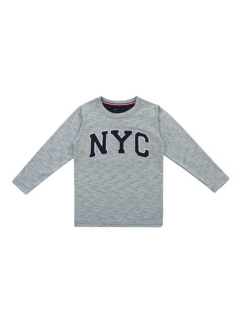 

Lil Tomatoes Boys Grey & Navy Blue Printed Sweatshirt