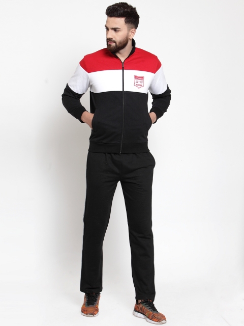 

WILD WEST Men Black & Red Colourblocked Track Suit