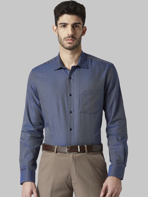 

Park Avenue Men Blue & White Self Design Regular Fit Formal Shirt