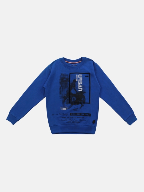 Lil Tomatoes Boys Blue & Black Printed Sweatshirt
