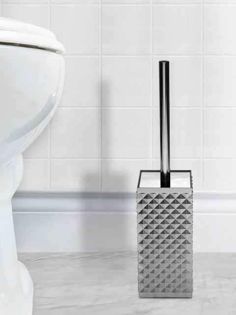 

OBSESSIONS Silver-Toned Toilet Brush Holder With Metal Finish