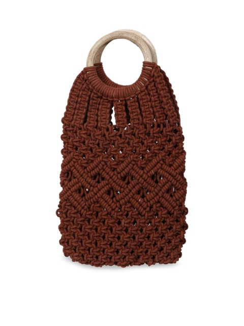 

Diwaah Brown Self Design Handheld Bag