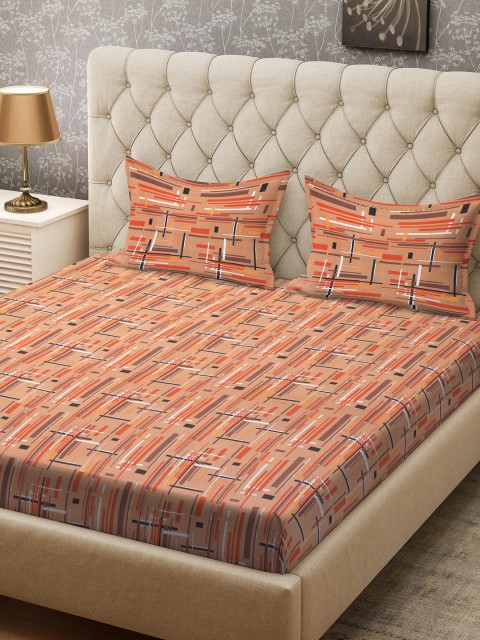 

Welspun Brown Abstract 104 TC Cotton 1 Queen Bedsheet With 2 Pillow Covers