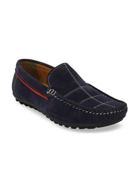 

Ferraiolo Men Navy Blue Suede Loafers