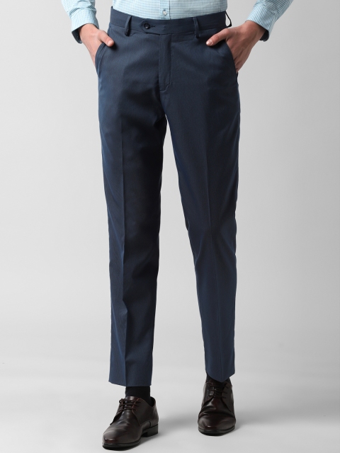 

Peter England Men Navy Blue Slim Fit Solid Formal Trousers