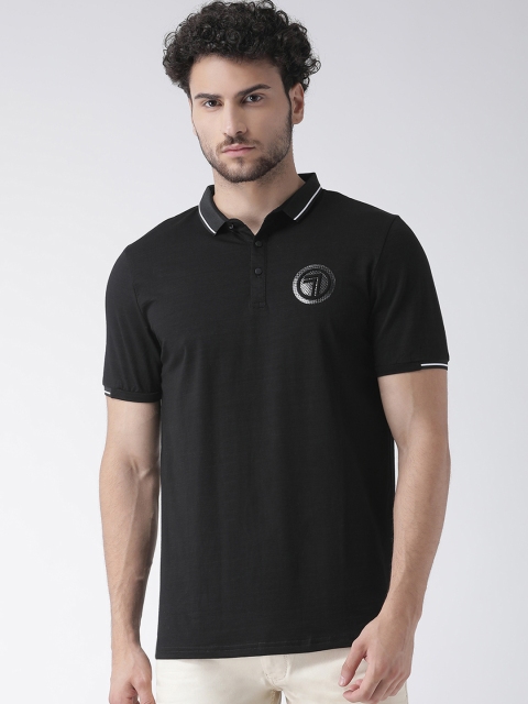

Rex Straut Jeans Men Black Solid Polo Collar T-shirt