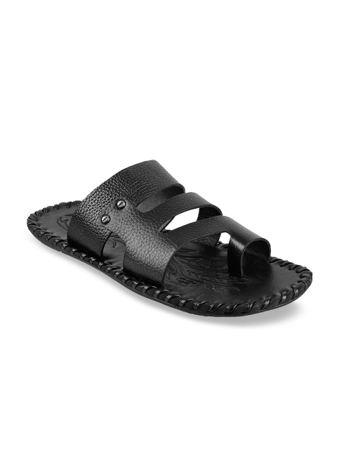 

Metro Men Black Leather Sandals