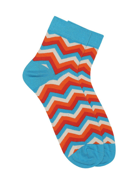 

Soxytoes Men Blue & Red Patterned Ankle-Length Socks