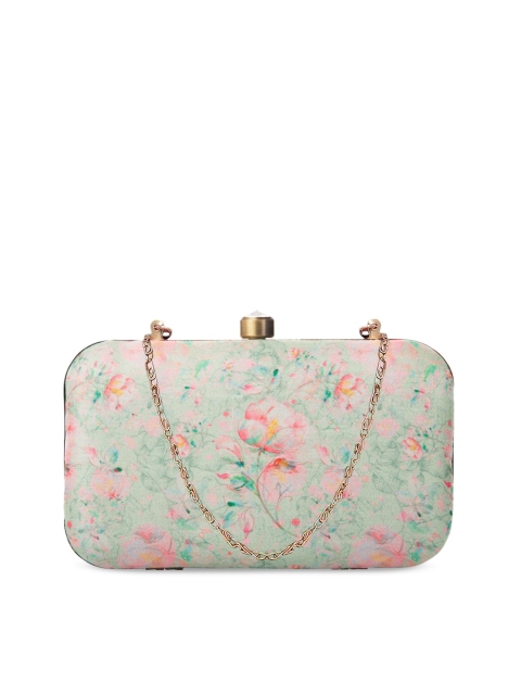 

PARIZAAT BY SHADAB KHAN Green & Pink Printed Embroidered Clutch