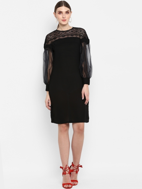 

TRENDY DIVVA Women Black Self Design Black Sheath Lace Dress