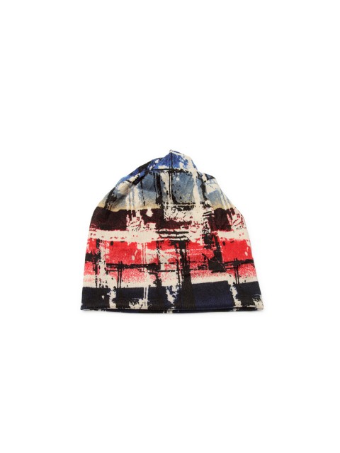 

J Style Unisex Red & Navy-Blue & Beige Printed Beanie
