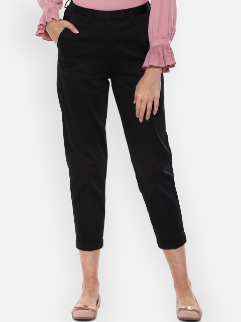 

Van Heusen Woman Black Regular Fit Solid Three-Fourth Length Peg Trousers