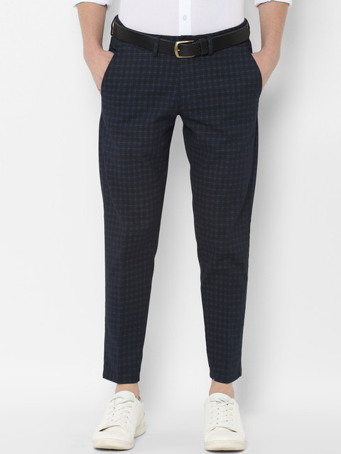 

Allen Solly Men Navy Blue Slim Fit Checked Regular Trousers