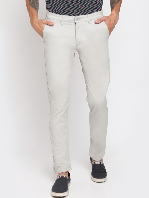 

Crocodile Men Off-White Slim Fit Solid Regular Trousers