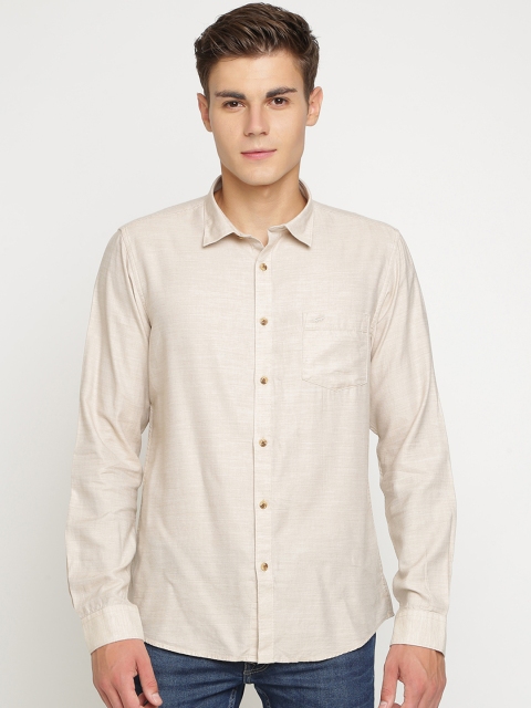 

Crocodile Men Beige Slim Fit Self Design Casual Shirt