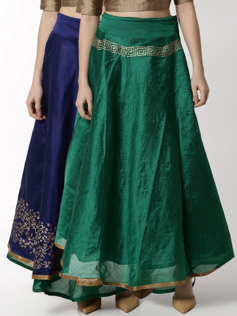 

Ira Soleil Women Blue & Green Reversible Maxi Skirt