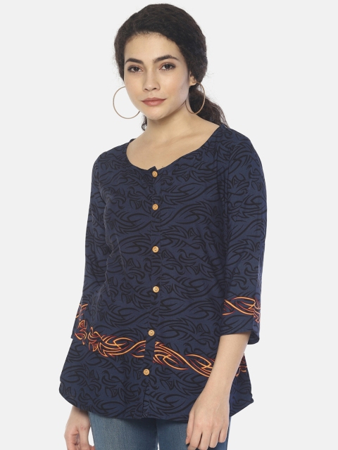 Mytri Women'S Black Viscose Print Straight