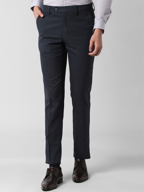 

Peter England Men Navy Blue Slim Fit Solid Formal Trousers