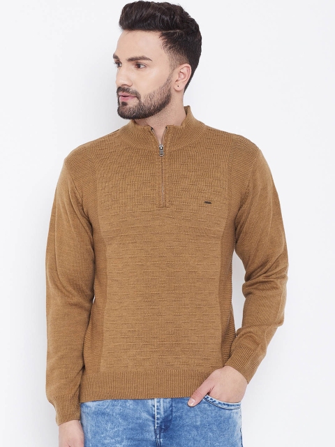 

Okane Men Khaki Self Design Pullover Sweater
