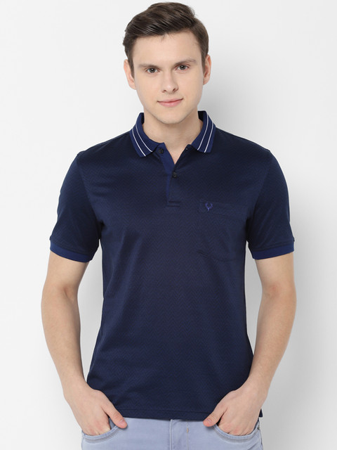 

Allen Solly Men Navy Blue Solid Polo Collar T-shirt