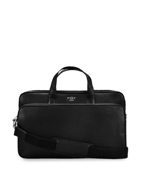 

Eske Men Black Solid Leather Laptop Bag
