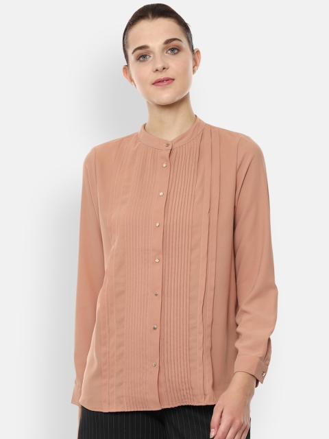 Van Heusen Woman Women Beige Regular Fit Solid Casual Shirt