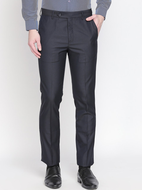 

RICHARD PARKER by Pantaloons Men Blue Slim Fit Solid Formal Trousers