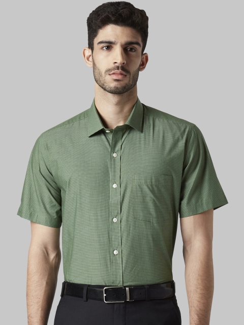 

Park Avenue Men Green & Off-White Self Design Regular Fit Formal Shirt