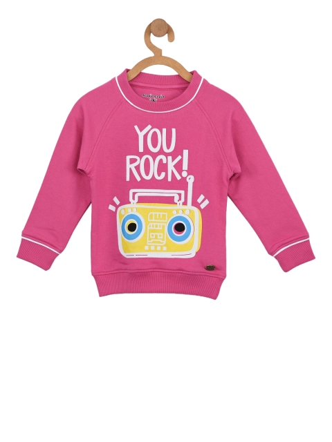 

Stupid Cupid Girls Pink & Yellow Printed Sweatshirt