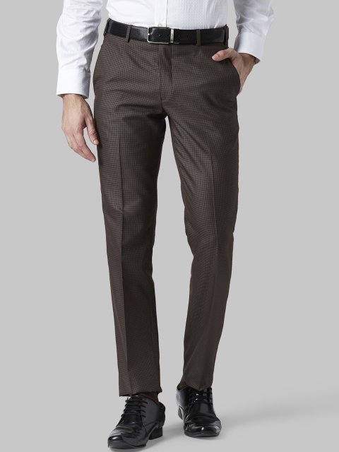 

Park Avenue Men Brown Slim Fit Checked Formal Trousers
