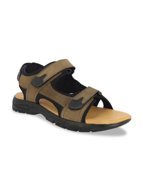 

Alberto Torresi Men Khaki Brown Leather Comfort Sandals