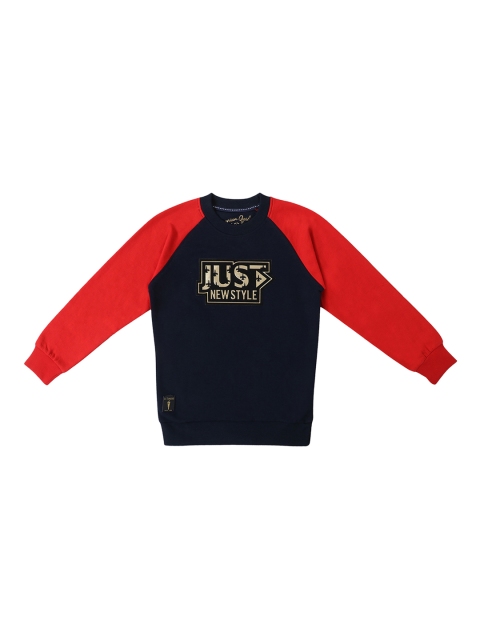 

Lil Tomatoes Boys Navy Blue & Red Printed Sweatshirt