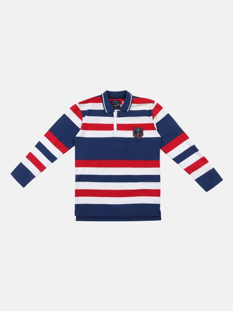 

Lil Tomatoes Boys Navy Blue Striped Henley Neck T-shirt
