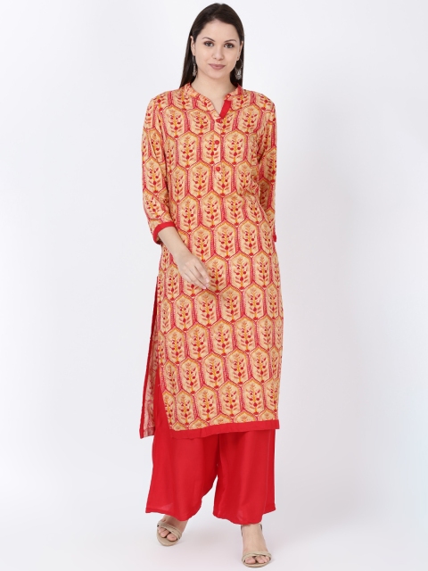 

Soch Women Red & Beige Printed Kurta with Palazzos