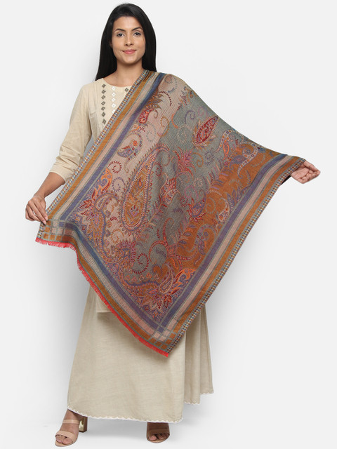

Anekaant Women Red & Teal-Coloured Woven Design Shawl