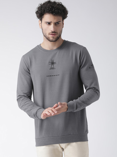 

Rex Straut Jeans Men Grey & Black Solid Sweatshirt