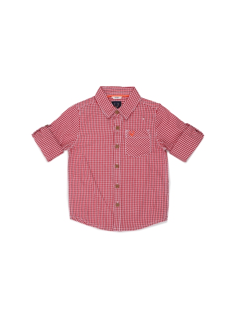 Allen Solly Junior Boys Red & White Checked Regular Fit Casual Shirt