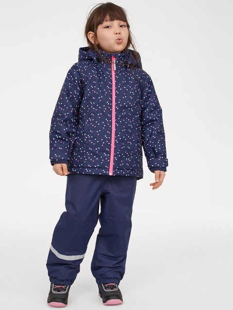 

H&M Girls Blue Printed Waterproof Jacket and Trousers