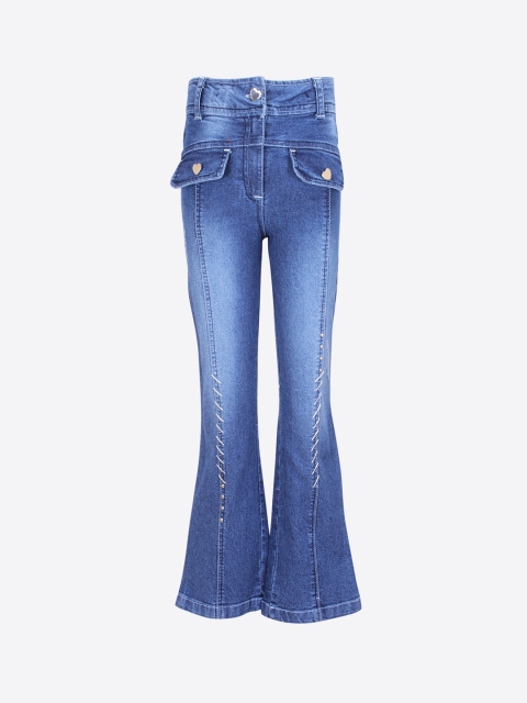 

CUTECUMBER Girls Blue Regular Fit Mid-Rise Clean Look Stretchable Jeans